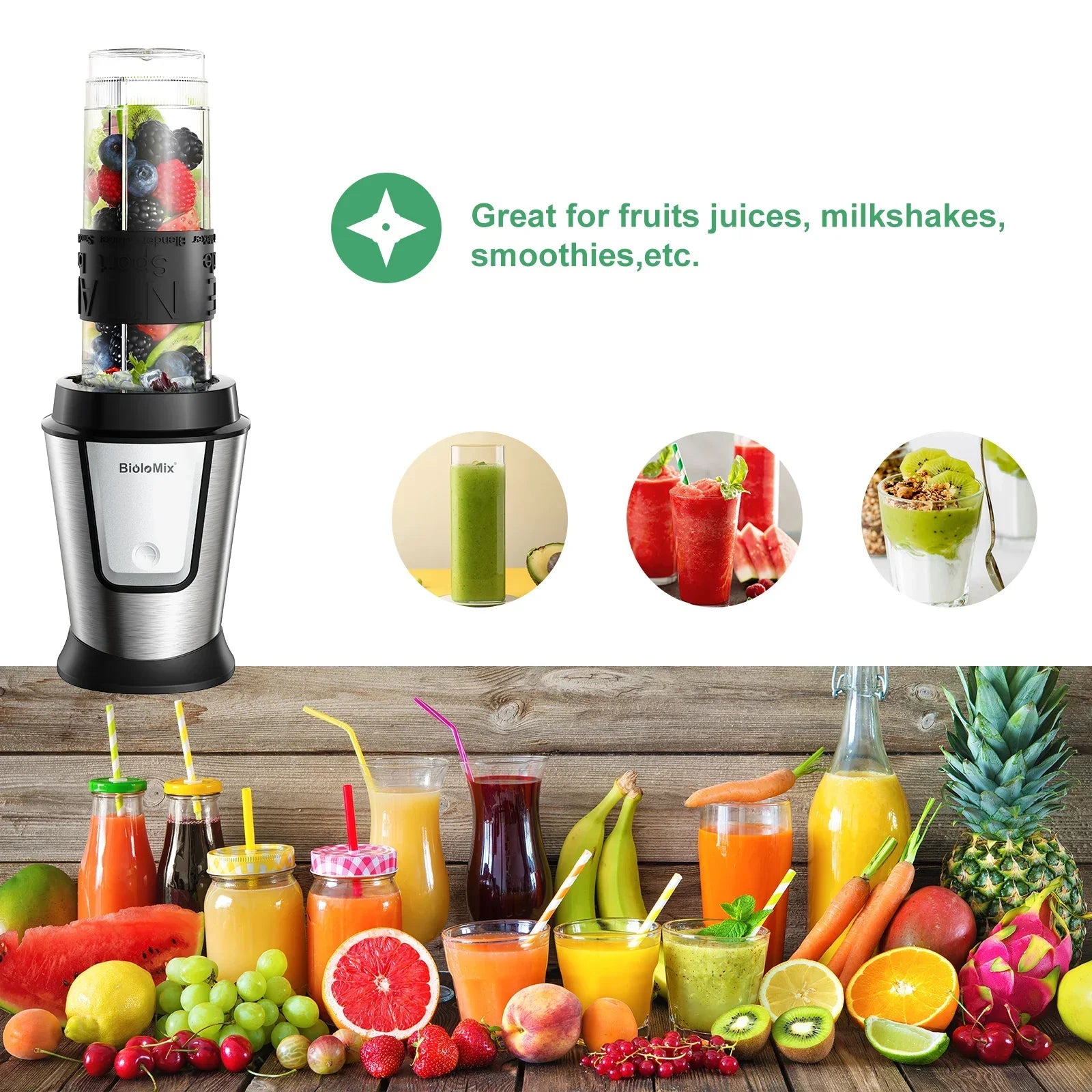BioloMix 700W 3-in-1 Portable Food Processor, Blender & Dry Grinder Kitchen Appliance Peaceful Pleasures Health and Wellness