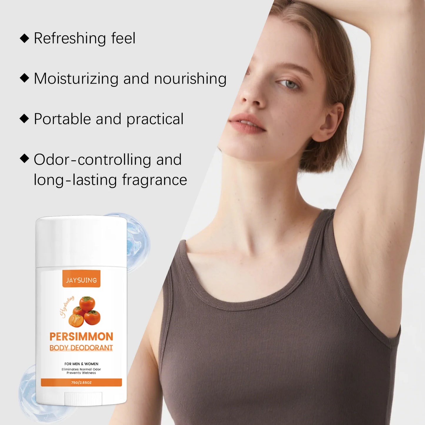 Persimmon Scent Deodorant Stick Remove Body Odor Lasting Refresh Reduce Underarm Sweat Women Men Skin Underarm Antiperspirant Peaceful Pleasures Health and Wellness