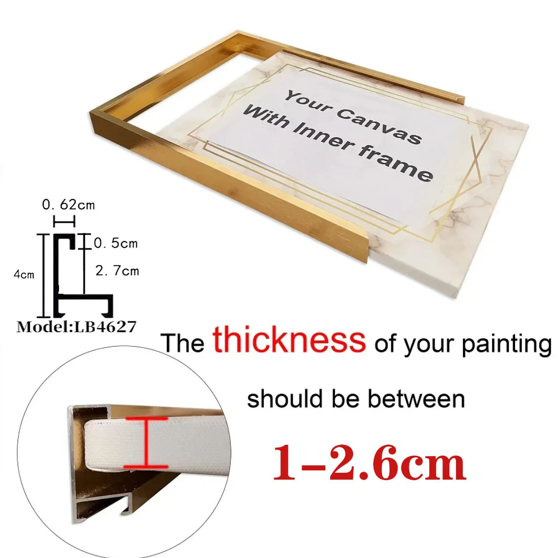 Metal aluminum frame suitable for canvas paintings, oil paintings, artworks, murals, photo posters, home decor, customizable Peaceful Pleasures Health and Wellness