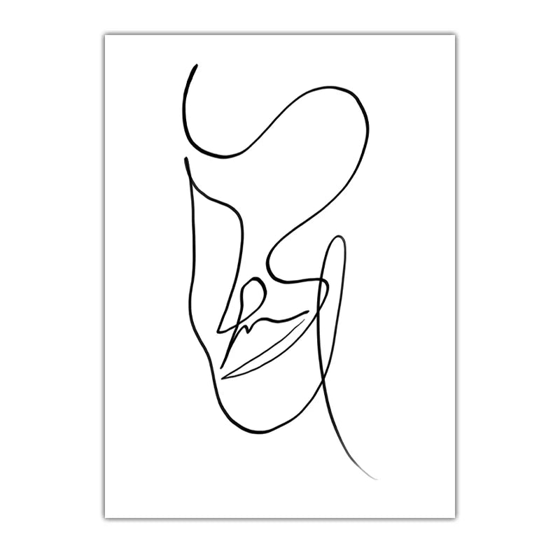 Abstract Wall Art Minimalist Line Art Face Sketch Canvas Painting Nordic Style Poster Prints for Bedroom Living Room Wall Decor Peaceful Pleasures Health and Wellness 02 40x60cm No Frame China Mainland