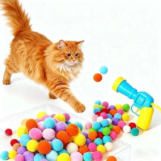 Mini Launcher Cat Toy – Interactive Plush Ball Shooting Game Interactive Cat Toy Peaceful Pleasures Health and Wellness