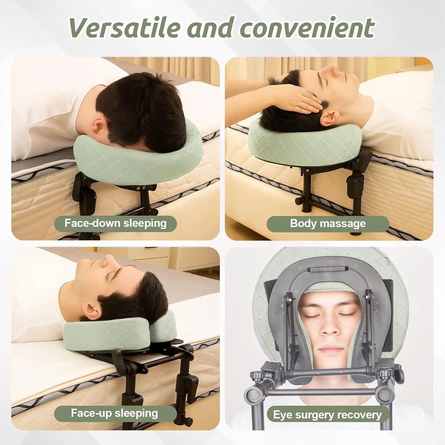 Massage Headrest for Bed Adjustable Massage Face Cradle at Home Portable Massage Table Kit for Sleeping Mattress FaceDown Pillow Peaceful Pleasures Health and Wellness