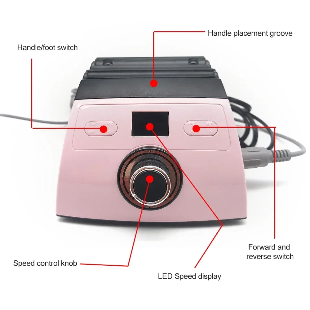 Professional Nail Drill Machine 35000RPM Manicure Machine Apparatus for Pedicure Kits Electric Nails File with Cutter Nail Tools Peaceful Pleasures Health and Wellness