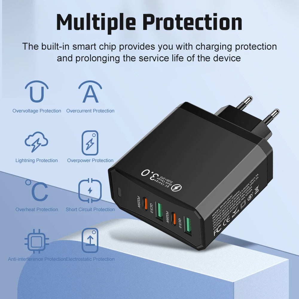 25W 4-Port USB-C Fast Charger QC3.0 – iPhone & Android Peaceful Pleasures Health and Wellness