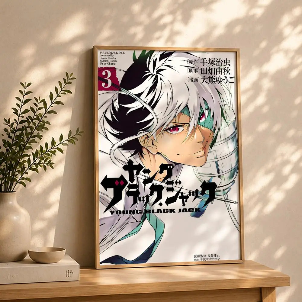 Black Jack Anime Poster – HD Self-Adhesive Waterproof Wall Art Anime Wall Poster Peaceful Pleasures Health and Wellness