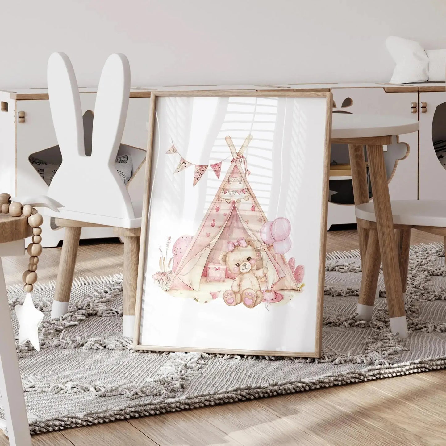 Pink Dream Bear Carousel Tent Swing Wall Art Prints Canvas Painting Poster Picture For Living Bedroom Kids Room Home Decor Peaceful Pleasures Health and Wellness