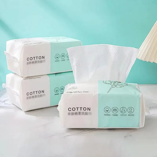 100-Count Disposable Cotton Face Towels | Makeup Remover Wipes Disposable Face Towels Peaceful Pleasures Health and Wellness