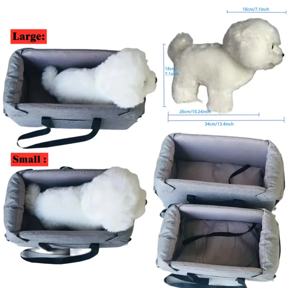 Portable Dog Car Seat Bed & Carrier for Small Dogs & Cats