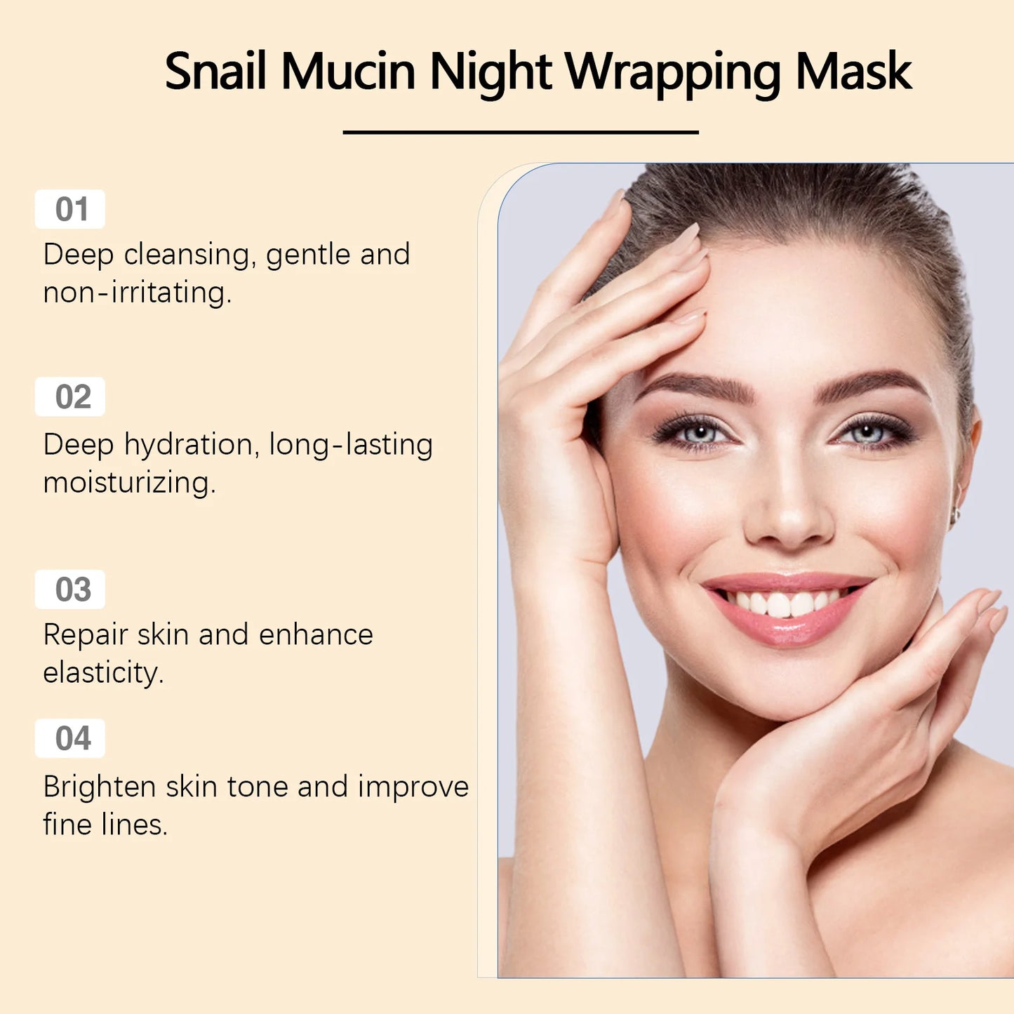 Moisturizing Night Wrapping Mask Hydrating Firming Brightening Fade Fine Lines Rejuvenating Smoothing Snail Essence Facial Mask Peaceful Pleasures Health and Wellness