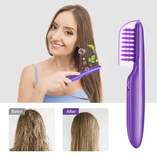 Multi-Functional Electric Detangling Brush Wet Dry Hair Comb for Hair Care Metal Handle Plastic Material for Household Hotel Use Peaceful Pleasures Health and Wellness