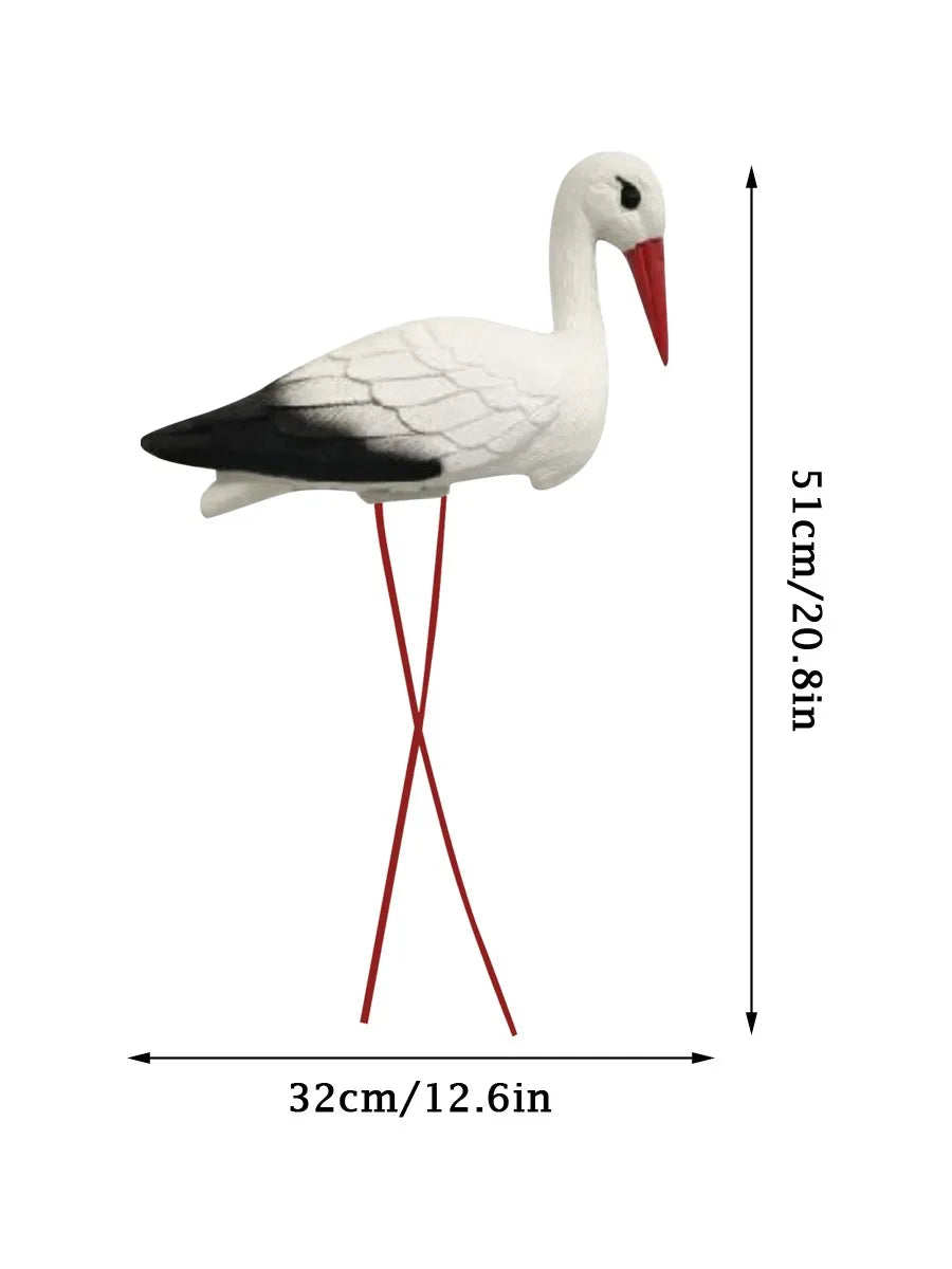White Crane Outdoor Garden Decoration Simulation Of Small Rockery Pond Landscaping Outdoor Garden Plastic Decoration Crafts Peaceful Pleasures Health and Wellness AS SHOW One Size