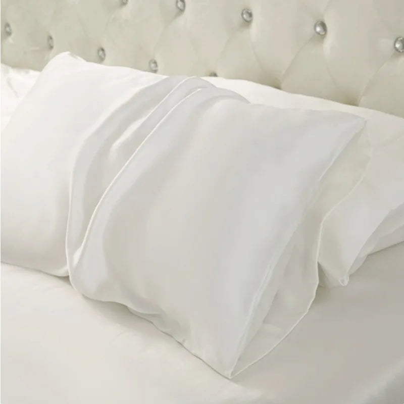 100% Mulberry Silk Pillowcase 22 Momme -Ultra Premium 6A Grade Silk - Envelope Style Breathable Cooling Pillow Cover-51*66CM Peaceful Pleasures Health and Wellness white