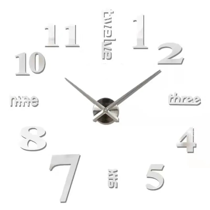 2026 Modern Design Large Wall Clock 3D DIY Quartz Clocks Fashion Watches Acrylic Mirror Stickers Living Room Home Decor Horloge Peaceful Pleasures Health and Wellness 018 silver 3D Diameter100-130CM