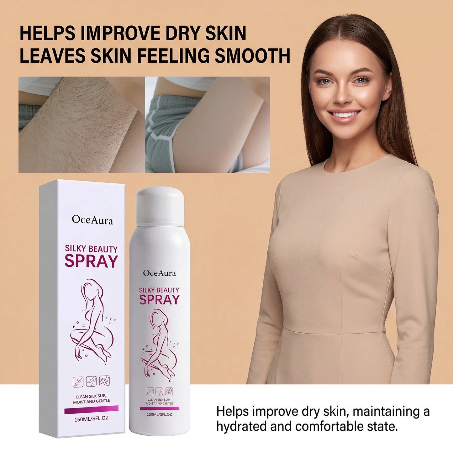 150ml Gentle Hair Removal Spray | Aloe, Glycerin & Pore Care