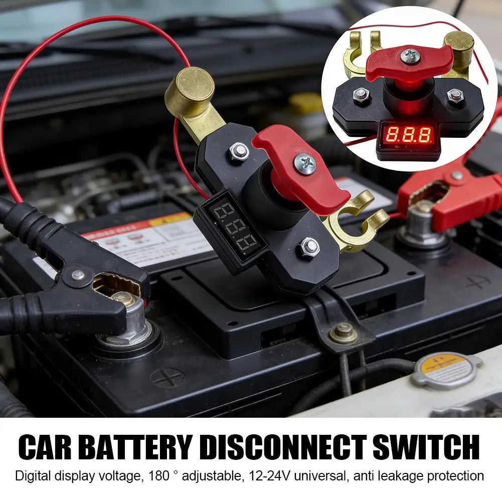 12V-24V Car Battery Disconnect Switch with Digital Voltmeter, 180° Rotatable Power Cut-Off Kill Switch for Car Truck RV Boat ATV Peaceful Pleasures Health and Wellness
