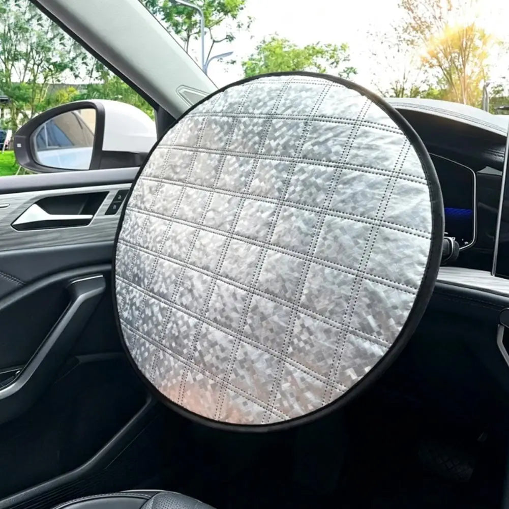 Universal Steering Wheel Sunshade Cover Heat Insulation UV Protection Sunshade Cover Foldable Dust-proof Protector for Outdoor Peaceful Pleasures Health and Wellness