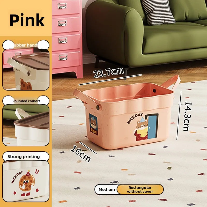 Cartoon Pattern Lidded Storage Box Toys Snacks Dustproof Desktop