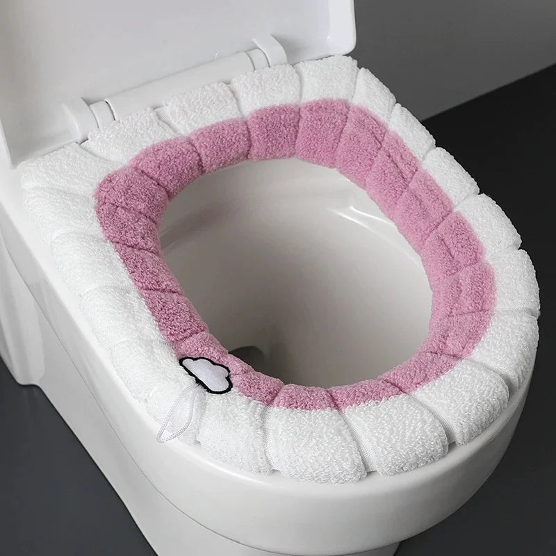 Soft Washable Toilet Seat Cushion Cover with Handle – Cotton