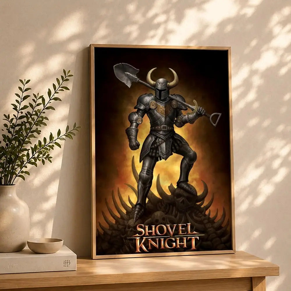 Game S-Shovel KnightS Poster HD Self Adhesive Waterproof Wall Art Ideal for Home Office Dorm Bedroom Great Gift Peaceful Pleasures Health and Wellness White7 50X70cmNoframe