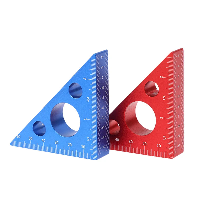 Practical Blue/Red Aluminum Alloy Right Angle Marking Ruler 45/90 Degree Woodworking Carving Square Precision Angle Ruler Peaceful Pleasures Health and Wellness