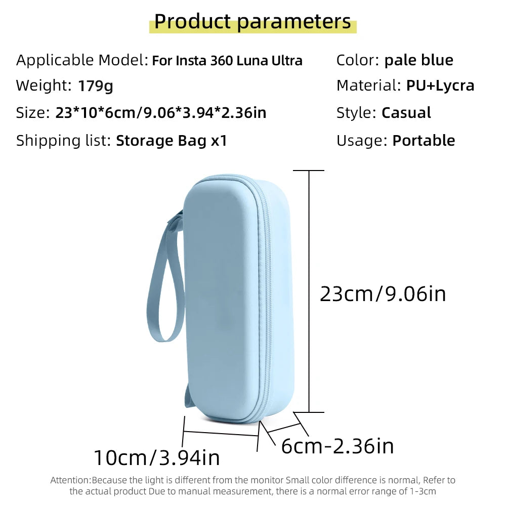 PU Storage Bag for Insta360 Luna Ultra – Dust-Proof Case