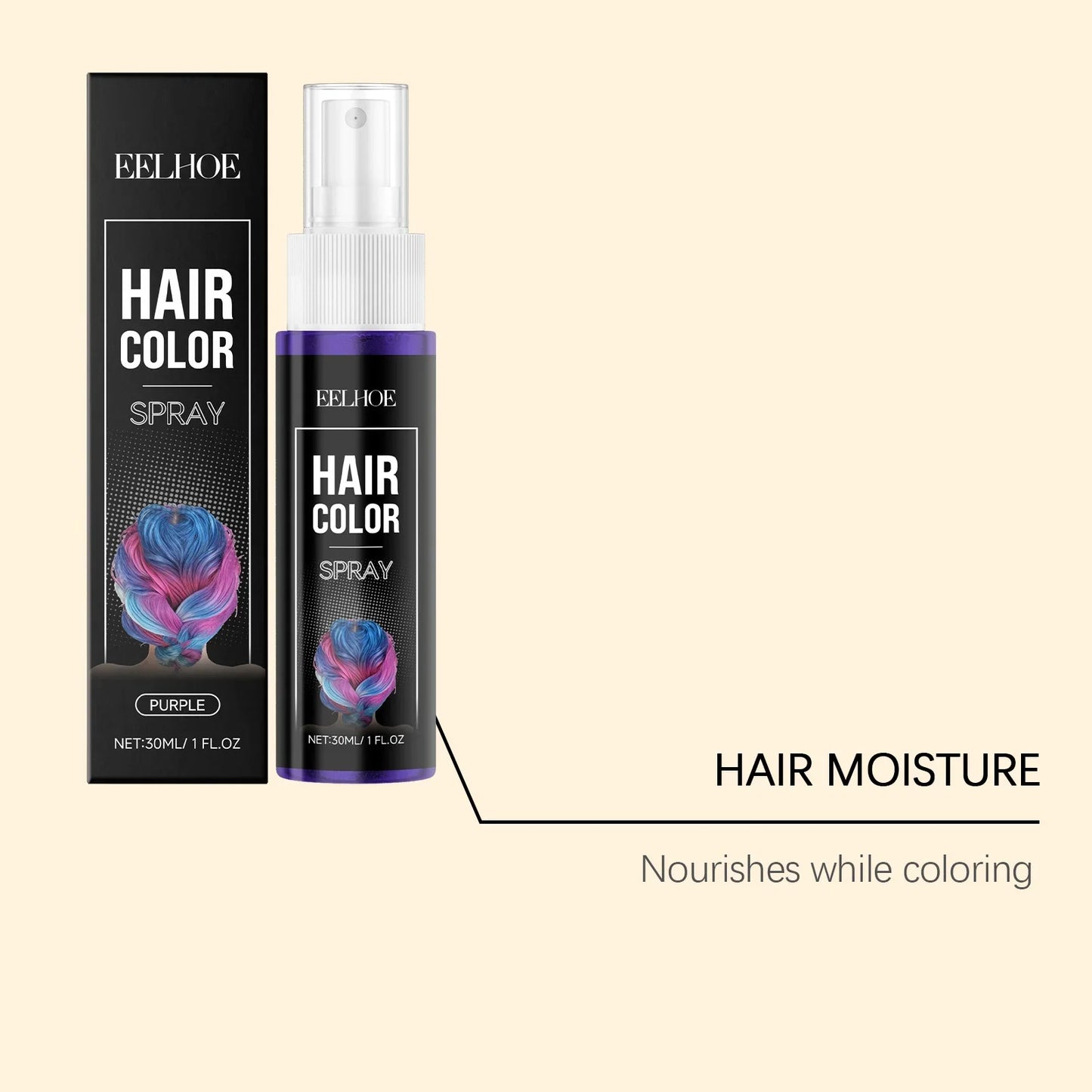 Purple Temporary Hair Color Spray – Washable & No Damage 30ml