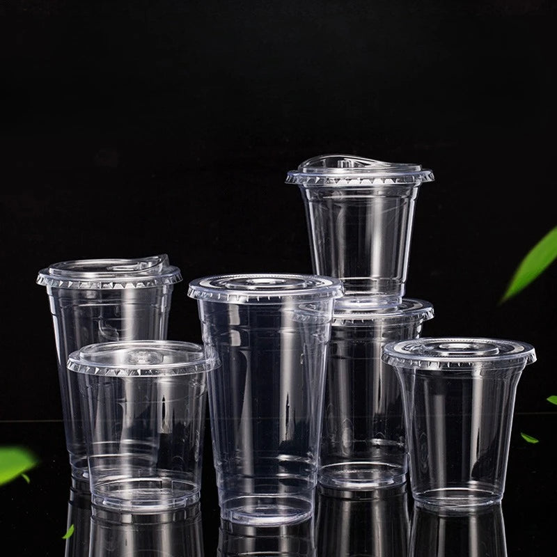10pcs Plastic Cup with No Straw Mouth Direct Drinking Transparent Disposable Coffee Cup Suitable for Smoothies Cold Drinks Milk Peaceful Pleasures Health and Wellness