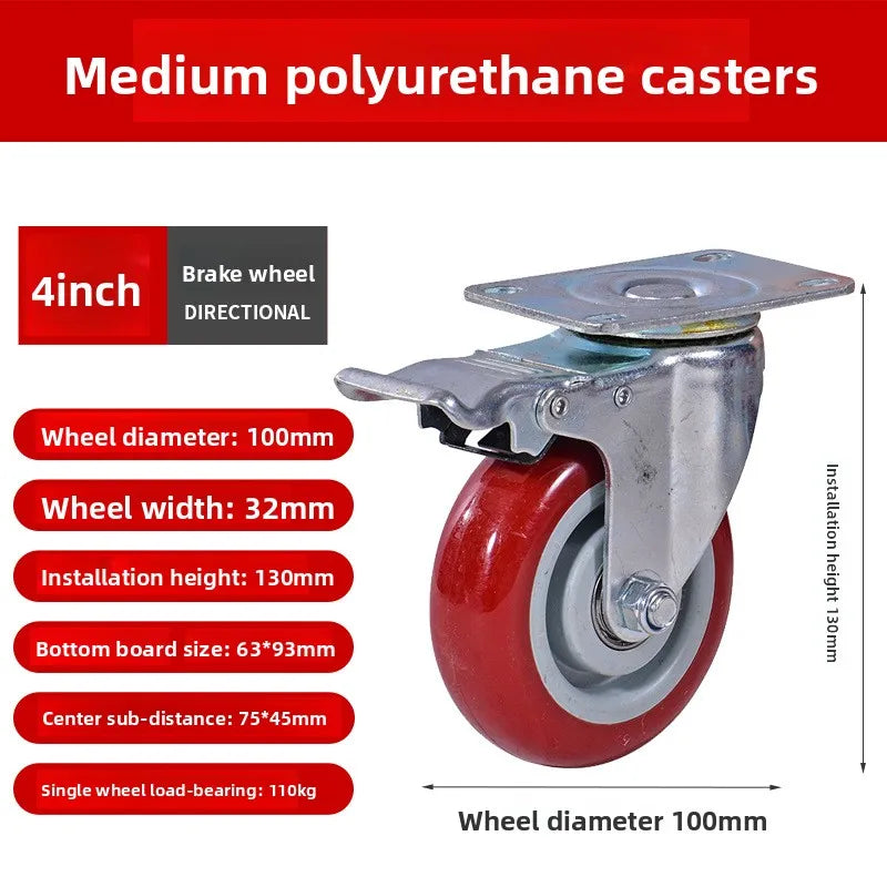 4-Pack 4" Heavy-Duty Swivel Caster Wheels | 500kg Dual Brake