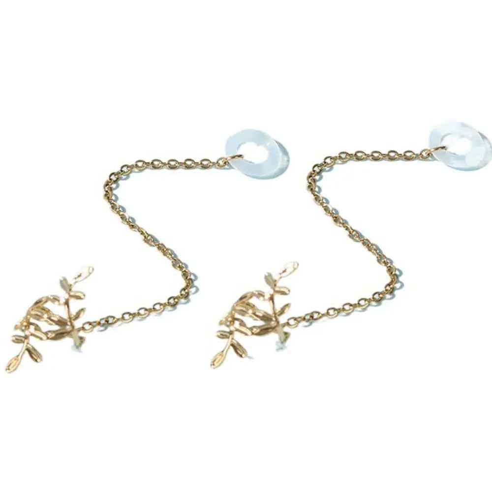 2pcs/pair Leaf Anti-Lost Earphone Clip Hollow Out Ear Decor Bluetooth Earphones Anti-lost Clip Jewelry Ear Clip Headphone Chains Peaceful Pleasures Health and Wellness gold