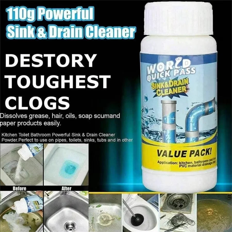 Drain Cleaner Powder – Dissolves Clogs, Hair & Grease Fast