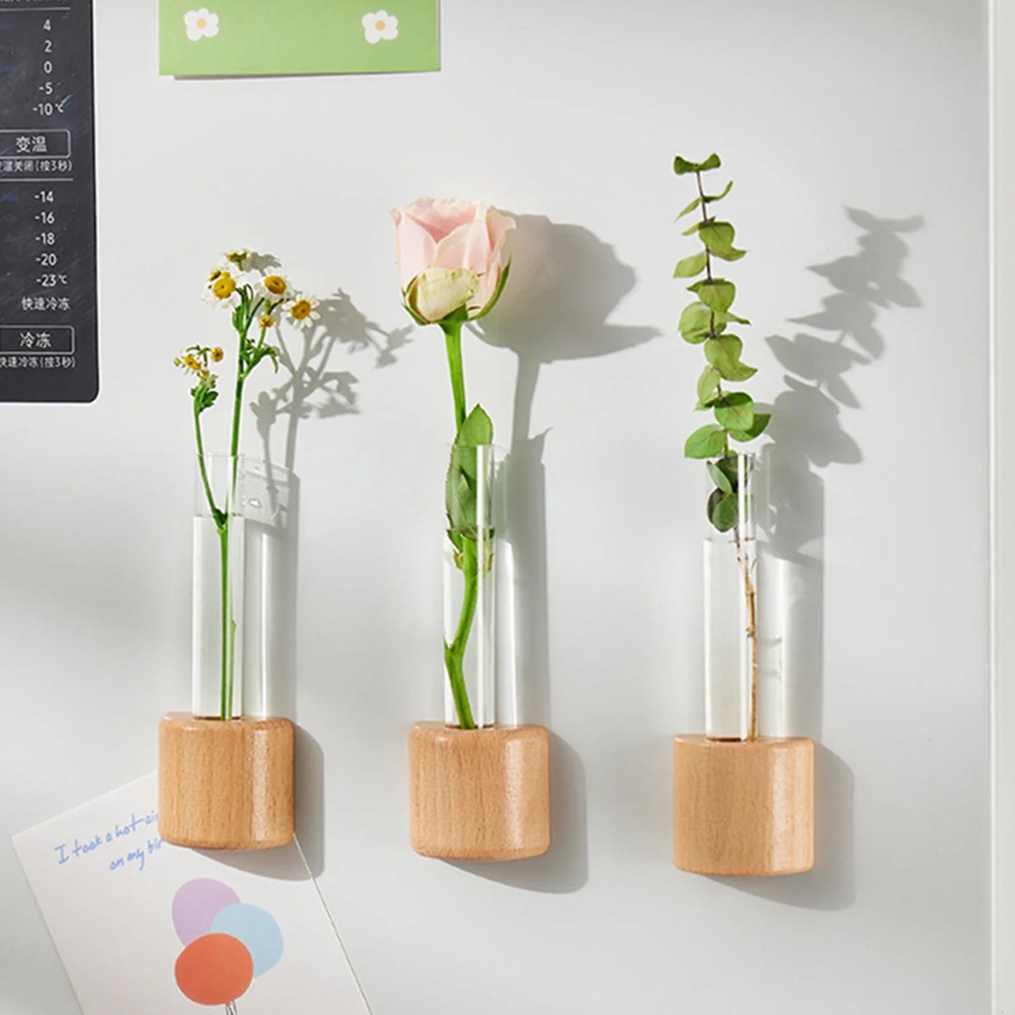 Mini Magnetic Test Tube Vase – Wooden Hydroponic Planter
