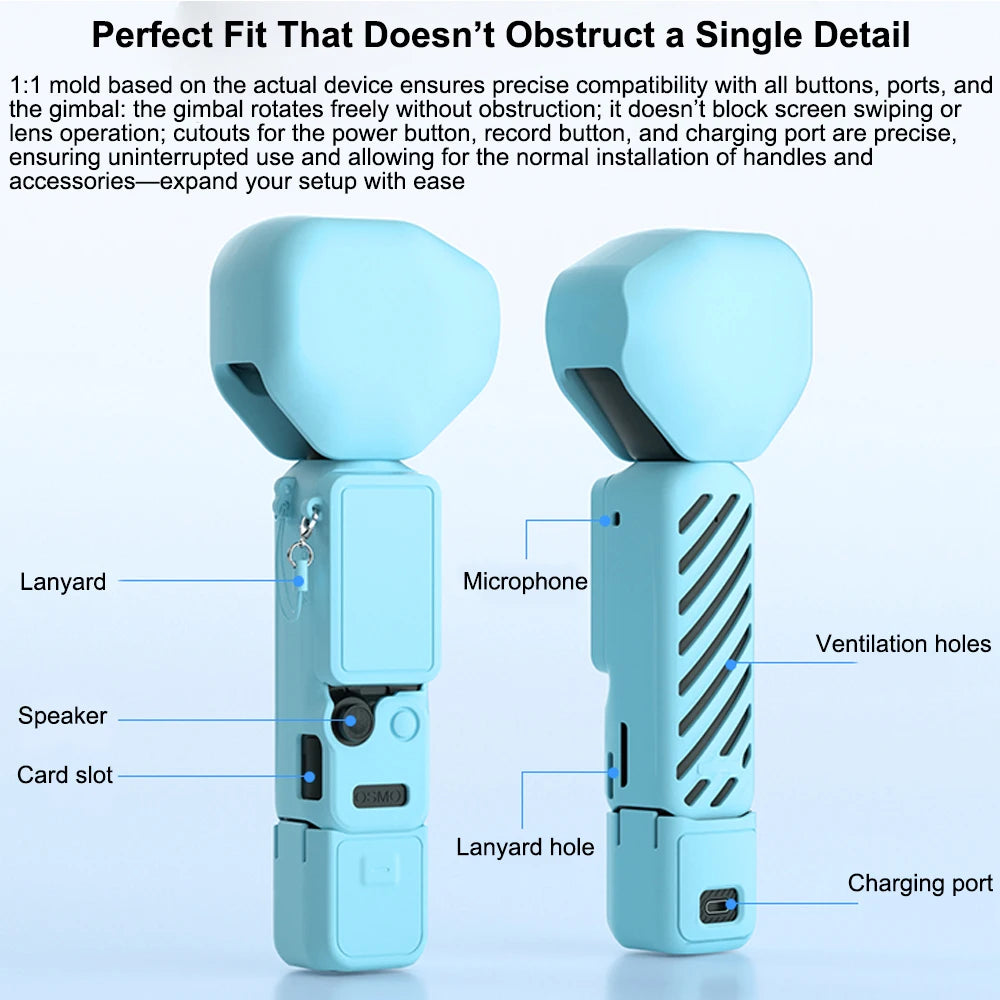 For DJI Pocket 4 Pro Silicone Case Hollow Heat Dissipation Anti-Fall Full Protection Skin-Friendly Anti-Fingerprint Precision Peaceful Pleasures Health and Wellness