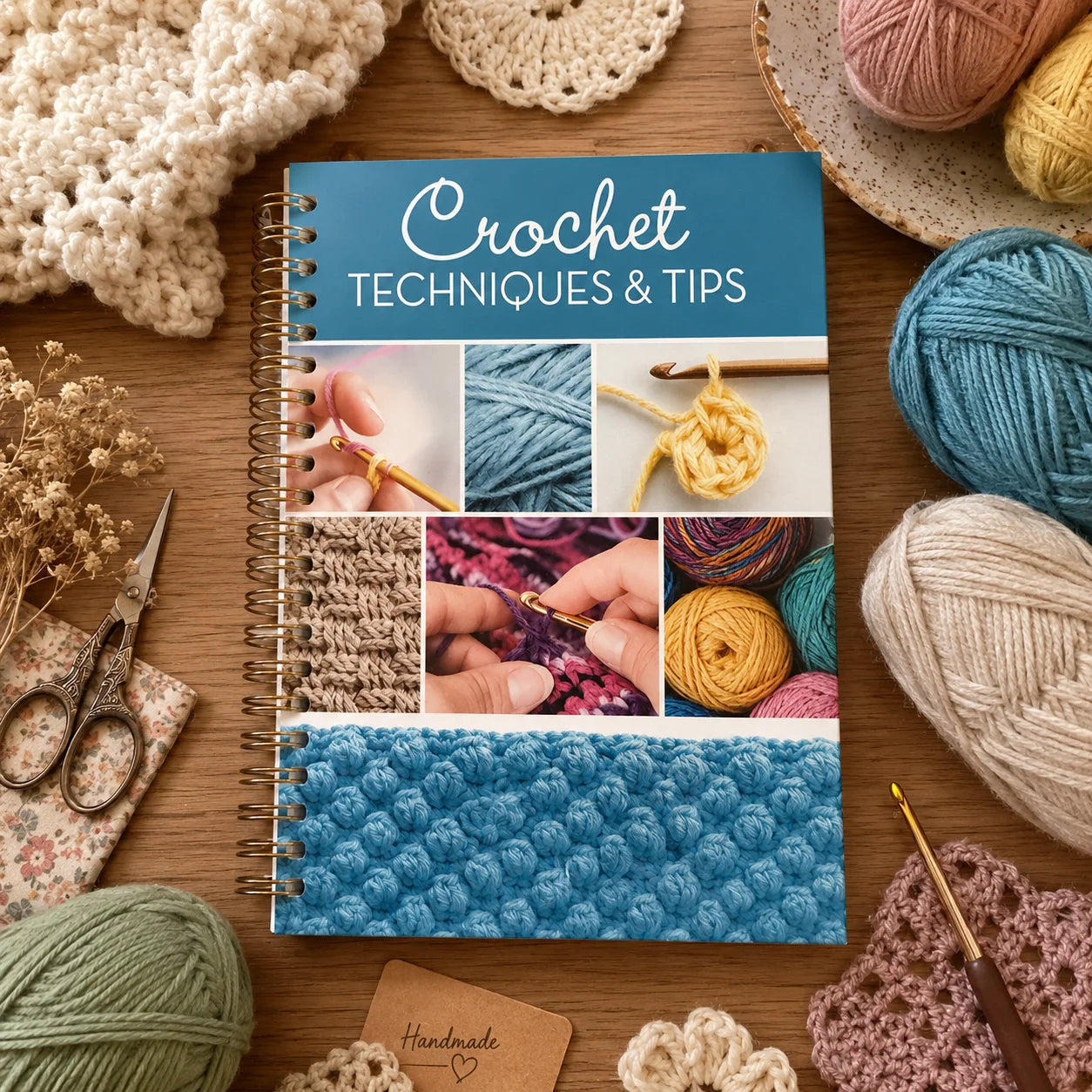 Crochet Techniques Tips A5 Spiral Notebook Guide Journal Beginners