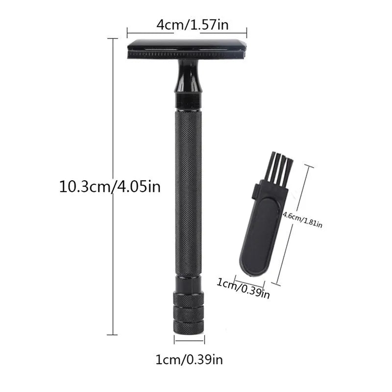 Men's Double Edge Safety Razor | Stainless Steel + Titanium Blade