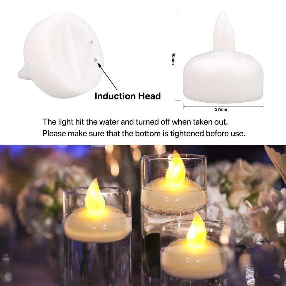 12/24 Pack Flameless Floating Candles Warm White LED Flickering Tealight Decor for Wedding Party Centerpiece Pool Christmas Peaceful Pleasures Health and Wellness