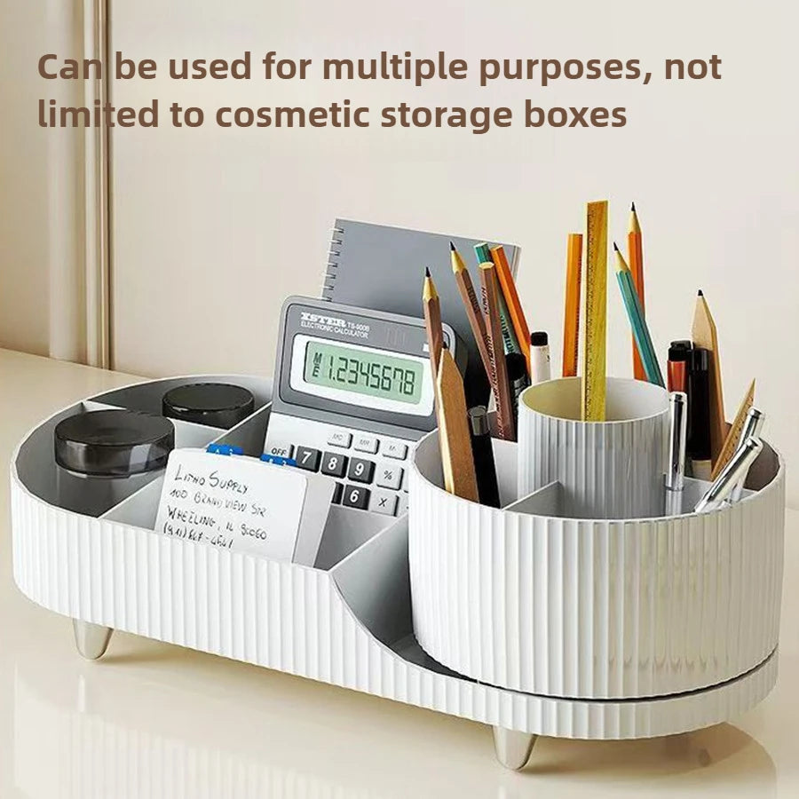 360° Rotating Makeup Organizer – Large Capacity Cosmetic Display Case & Storage Box for Brushes, Eyeliner & Beauty Products
