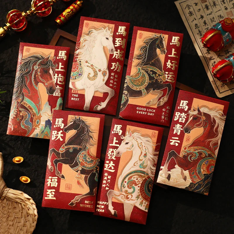 2026 Year of the Horse Chinese New Year Red Envelopes – 6 Pack