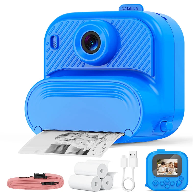 DIY Instant Print Camera 48MP Toddler Camera Instantanea 1080P HD Kids Camera Ages 3-12 Toy Cameras Christmas Gifts for Kids Peaceful Pleasures Health and Wellness Blue