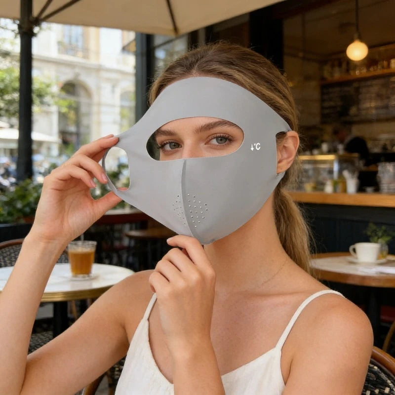 UPF50+ Full Face Sun Mask Ice Cooling Breathable Facekini