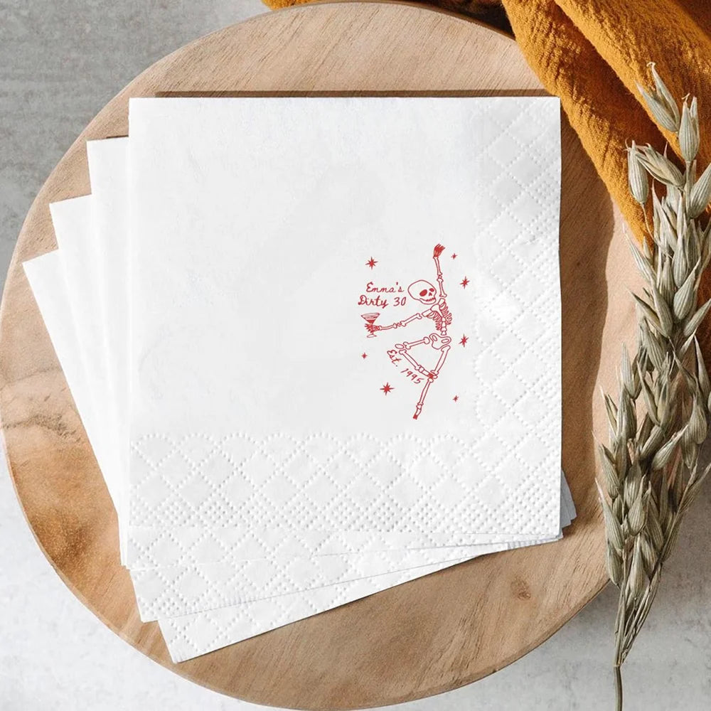 Death to My 20s Custom Napkins | RIP 30th Birthday Party 20pc Party Napkins Peaceful Pleasures Health and Wellness