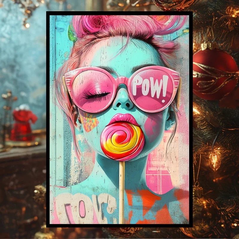 Girls Room Canvas Wall Art | Candy Lollipop Ice Cream Poster Canvas Wall Art Peaceful Pleasures Health and Wellness ZLH2921 60x90cm No Frame