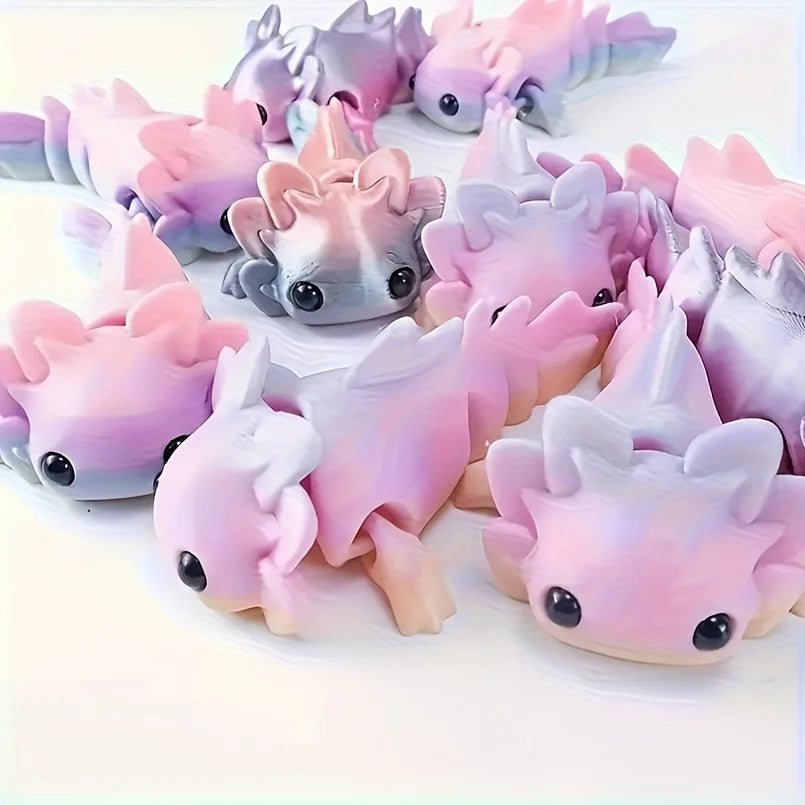 2-Pack of Randomly Colored 3D Printed Small Animals, Cute Salamanders with Movable Joints, Adorable Water Tiger Fish Ornaments with Happy Expressions, Perfect for Holiday Gifts and Desktop Decorations, Great Holiday Gift Item Peaceful Pleasures Health and Wellness