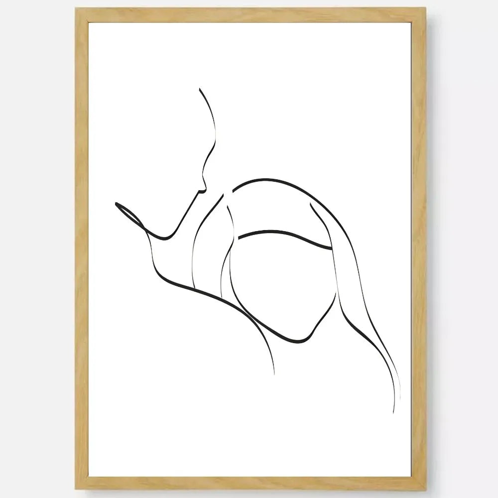 Black & White Couple Line Art Poster | Self-Adhesive Wall Decor Wall Art Poster Peaceful Pleasures Health and Wellness z2 30X40cmNoframe