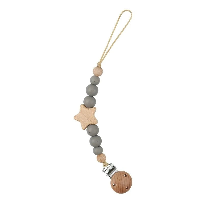 Baby Pacifier Clip Silicone Beads & Star | Teething Gift