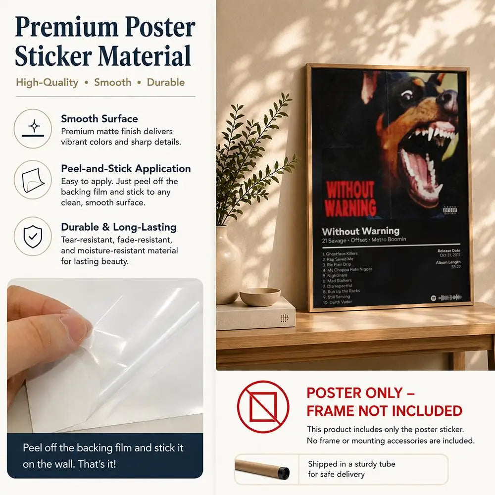21 Savage HD Rapper Poster | Self-Adhesive Waterproof Wall Art Rapper Wall Poster Peaceful Pleasures Health and Wellness