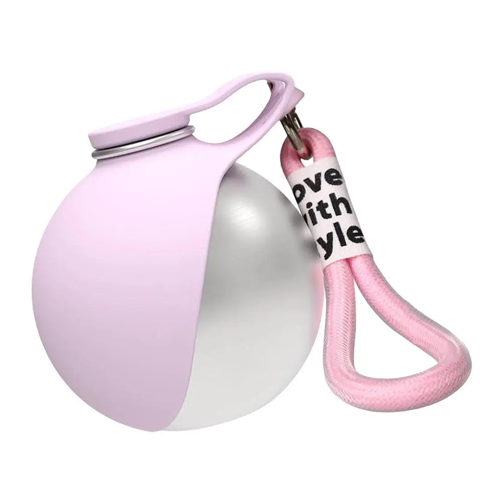 Brand Dogs Cats Outdoor Portable Water Cup 285ml 304 Stainless Steel Pet Feeder Dog Walking Integrated Folding Ball Water Bottle Peaceful Pleasures Health and Wellness Pink