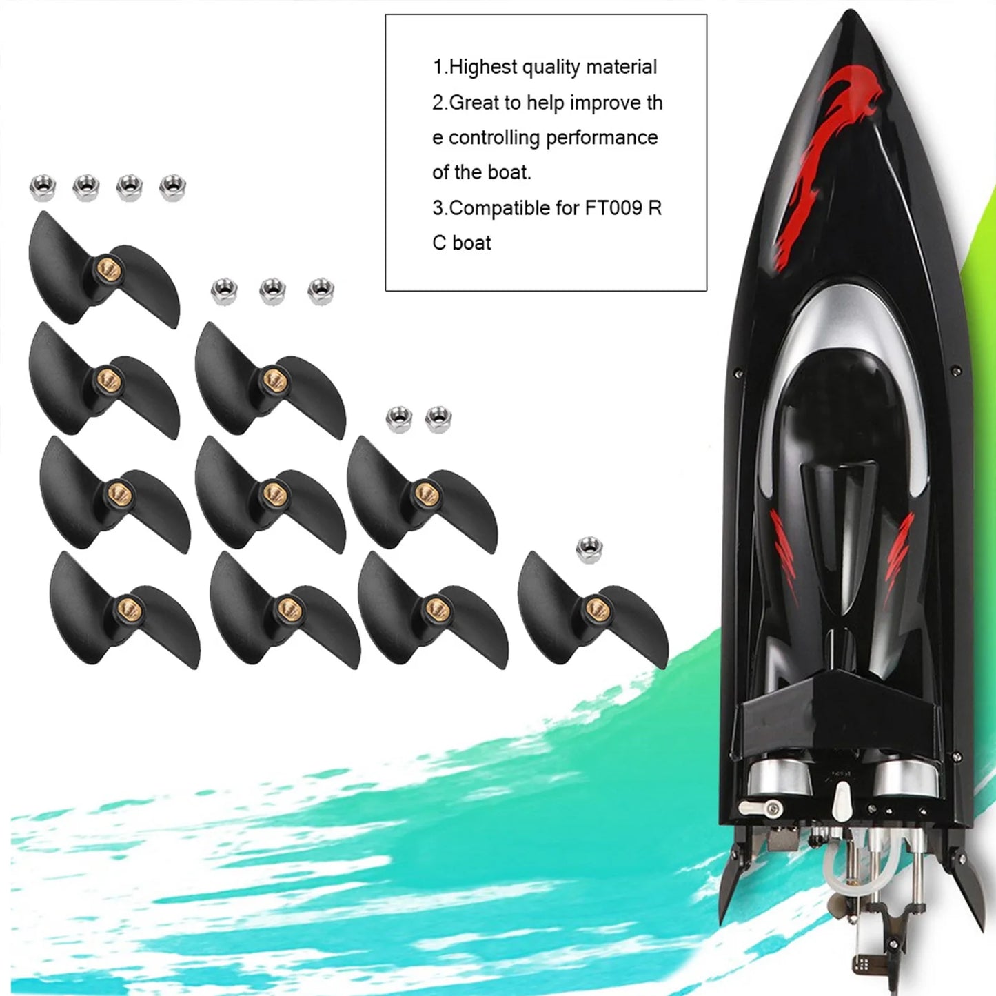 Model Boat Propeller Brushless Remote Control Tail Spare Part FT009 RC
