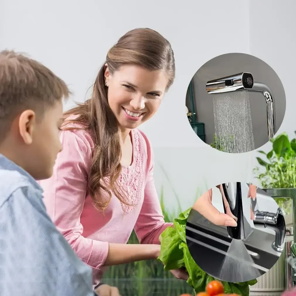 Swivel Waterfall Faucet – 4-Mode Adjustable Kitchen & Bath Spout