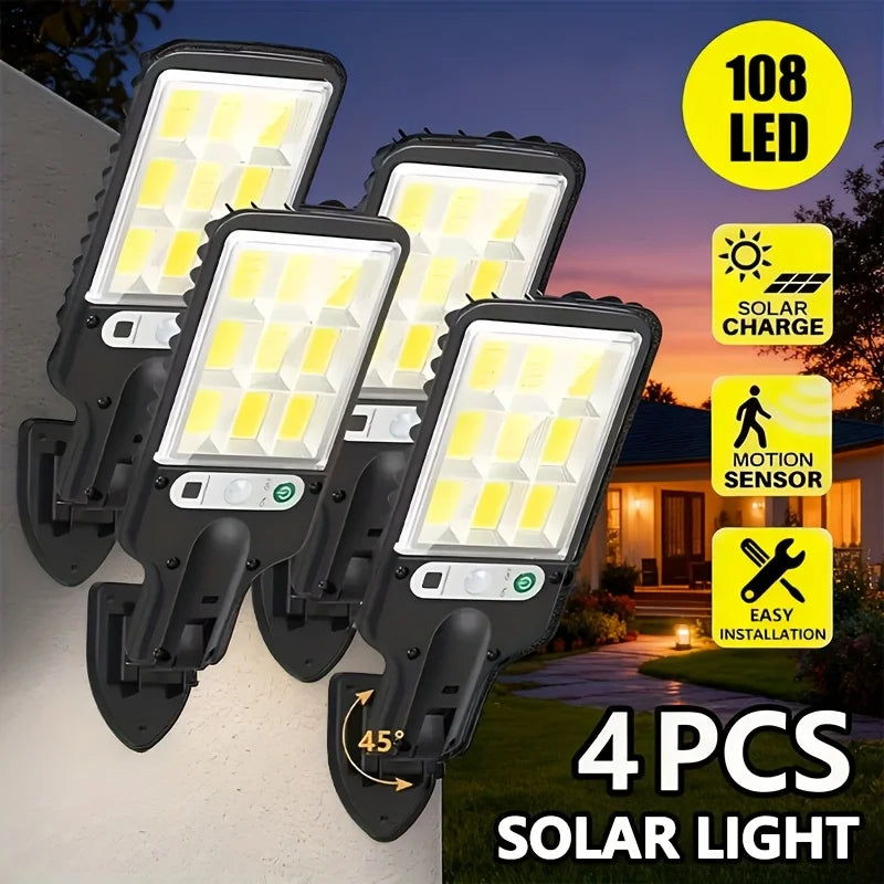 Solar Motion Sensor Wall Light – 3 Modes, IP65, 1500LM COB LED