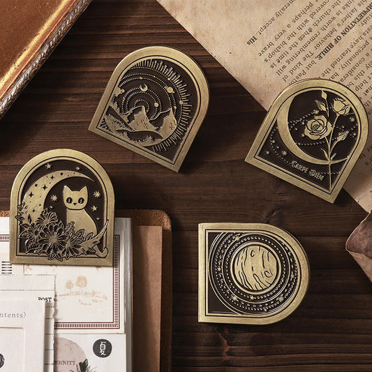 1pc Metal Clip Retro Elegant Hand Account Material Decoration Clip Starry Night Love Song Series Office Document Supplies Peaceful Pleasures Health and Wellness